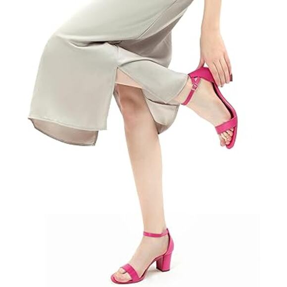 Dobolin Womens Size 10.5 Hot Pink Ankle Strap Open Toe 3" Heel Sandal Shoes - Picture 4 of 7